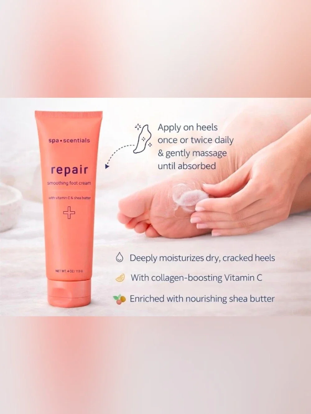 Spa Scentials Repair Smoothing Foot Cream — 4oz BNIB